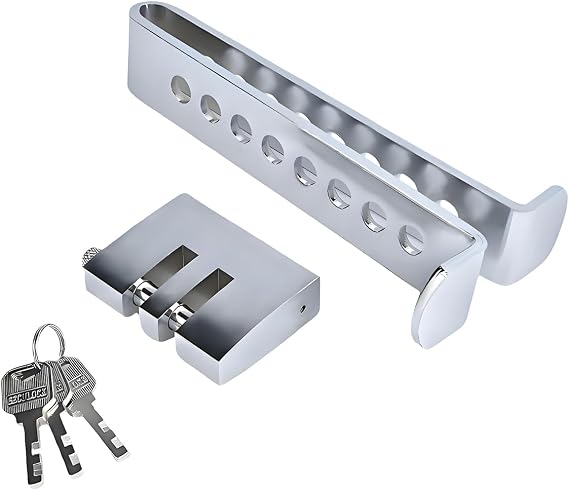 DXNQ Portable 8 Holes Brake Pedal Lock, Stainless Steel Auto Clutch Vehicle Security Protection Safety Lock, Car Accessories