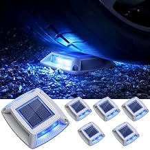 Solar Driveway Lights Outdoor 6 Pack, IP68 Waterproof Solar Powered Driveway Marker Deck Dock Lights for Steps Pathway Walkway Sidewalk Garden Yard Stair Marine (Blue)