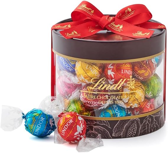 Lindt Official Lindt Chocolate Lindor Gift Box, Mother's Day Gift, 20 Pieces, Individually Packaged, Includes Carrying Bag and Shopping Bag L2