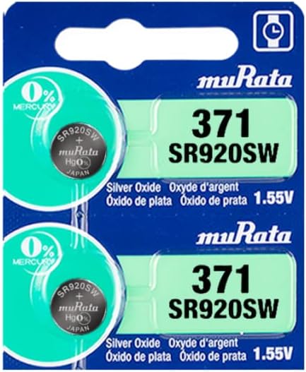 Murata 371 SR920SW Battery 1.55V Silver Oxide Watch Button Cell - Replaces Sony 371 (2 Batteries)