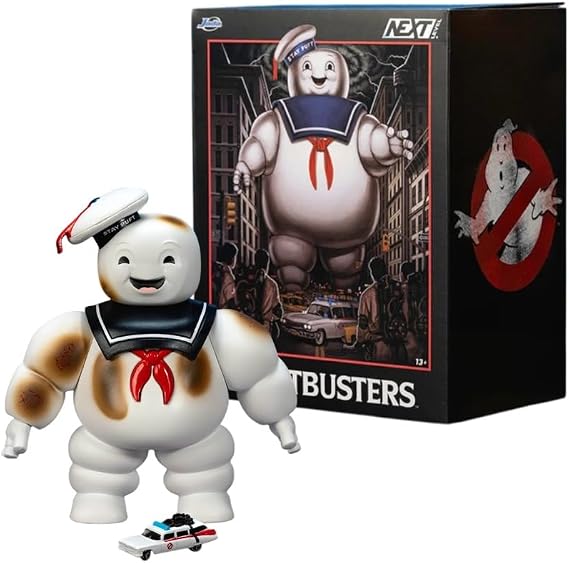 Jada Toys Nano Scene Ghostbusters Stay Puft Marshmallow Man Figür, 15 cm, Ecto-1 Araç ile