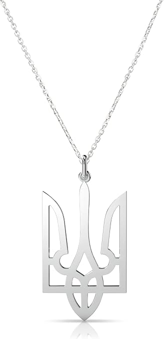 Ukrainian Tryzub Trident 925 sterling silver necklace with Cable Chain, 2.5 x 1.5 cm Pendant, Minimalist Hypoallergenic Gift for Women