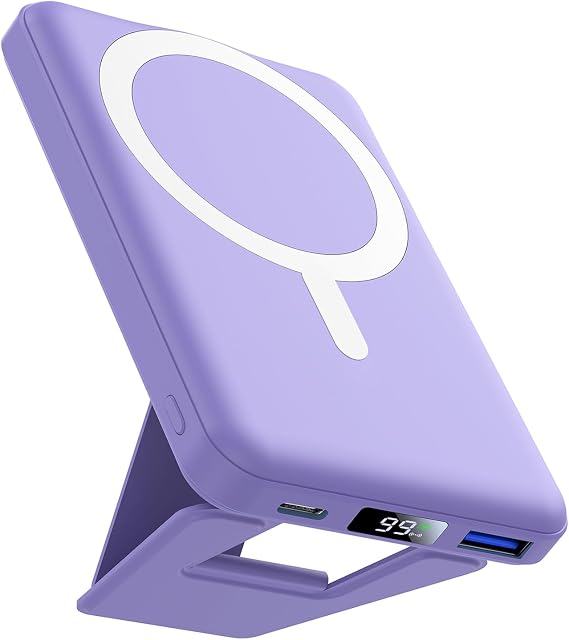 AOGUERBE Magnetic Power Bank, 10000mAh Wireless Portable Charger with Stand