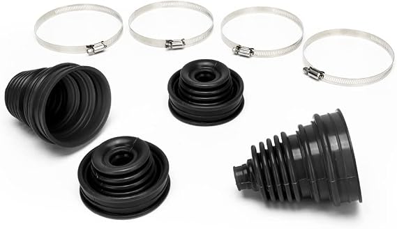 4pcs Universal Silicone Tool CV Joint Boot Kit Drive Shaft Silicone Constant Velocity Dust Cover CV Boot Replacement Silicone Telescopic Sleeve with 12 Clips (Black)
