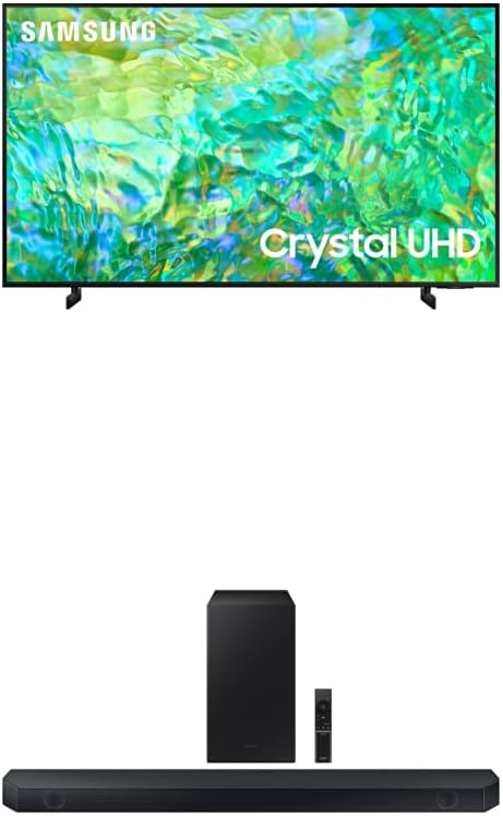 SAMSUNG 50-Inch Class Crystal UHD CU8000 Series PurColor, Object Tracking Sound Lite, (UN50CU8000, 2023 Model) HW-Q60C 3.1ch Soundbar w/Dolby Audio, (Newest Model)