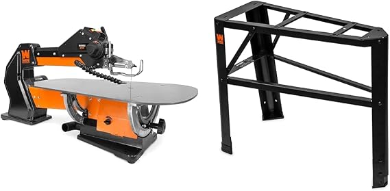 WEN 21-Inch Variable Speed Parallel Arm Scroll Saw and Adjustable Scroll Saw Stand Bundle