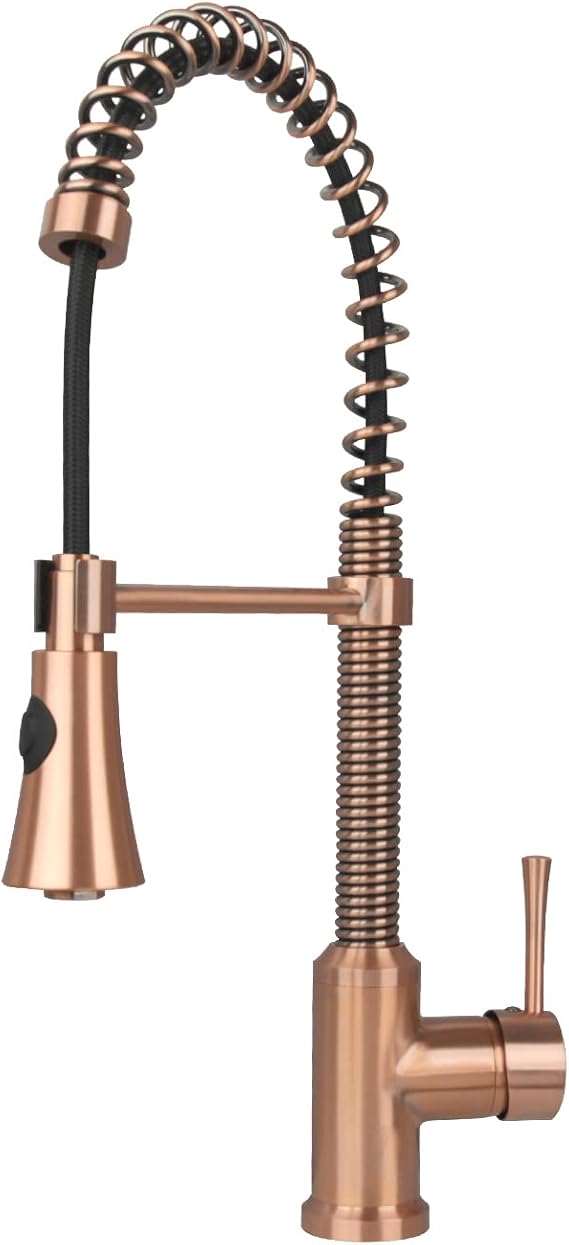 Akicon Single Handle Pull-Down Copper Kitchen Faucet with Spring Spout Copper - Including Akicon (AK565)