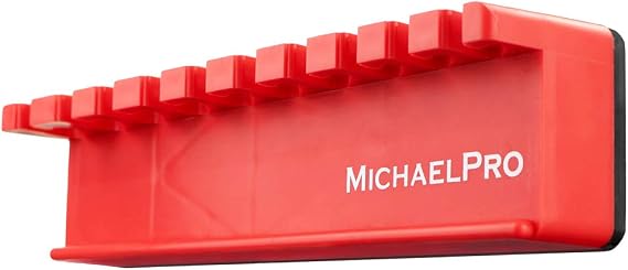 MichaelPro Magnetic Wrench Holder, 10-Piece Magnetic Wrench Organizer, Fits SAE (3/8''-15/16'') and Metric (10-19 mm) Wrenches, Strong Magnetic Rack for Easy Wall Mount - MP014005