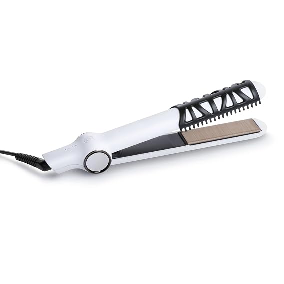 InStyler CERASILK 1" White Ceramic Hair Straightener - For All Hair Types - Beveled Edges, Heat Protectant, Customizable Settings, Reduces Damage - Hair Straightener