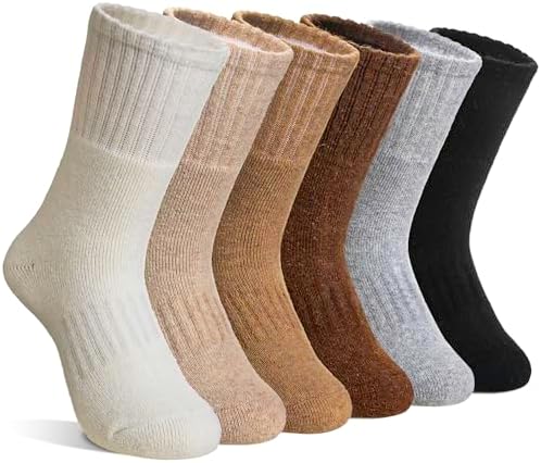 Velice Kids Merino Wool Hiking Socks Toddler Boys Girls Winter Warm Thermal Thick Cushion Crew Boot Socks 6 Pairs