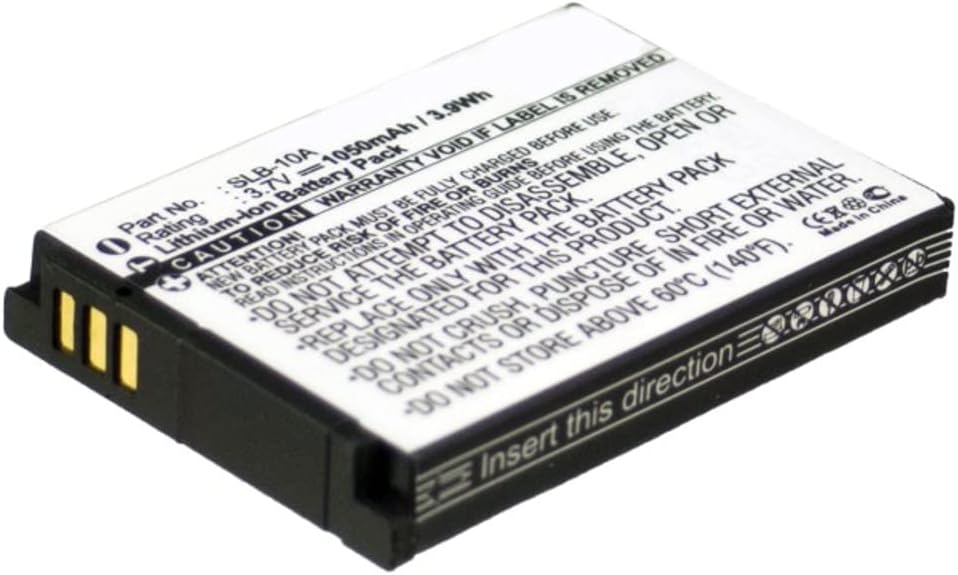 Synergy Digital Camera Battery, Compatible with Samsung SLB-10A Digital Camera, Li-ion, 3.7V, 1050mAh Ultra High Capacity, Replacement for Samsung SLB-10A Battery