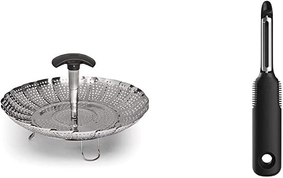 OXO Good Grips Stainless Steel Steamer with Extendable Handle and Swivel Vegetable Peeler