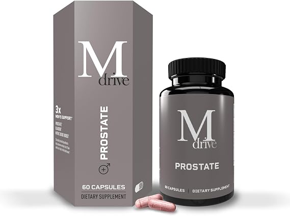 Mdrive Prostate Prostate Support Supplement for Men's Health, Promotes Urinary Tract Health, Supports Normal Flow, Frequency & Bladder Emptying, Flowens Cranberry Extract, S7 N.O. Booster, 60 Capsules