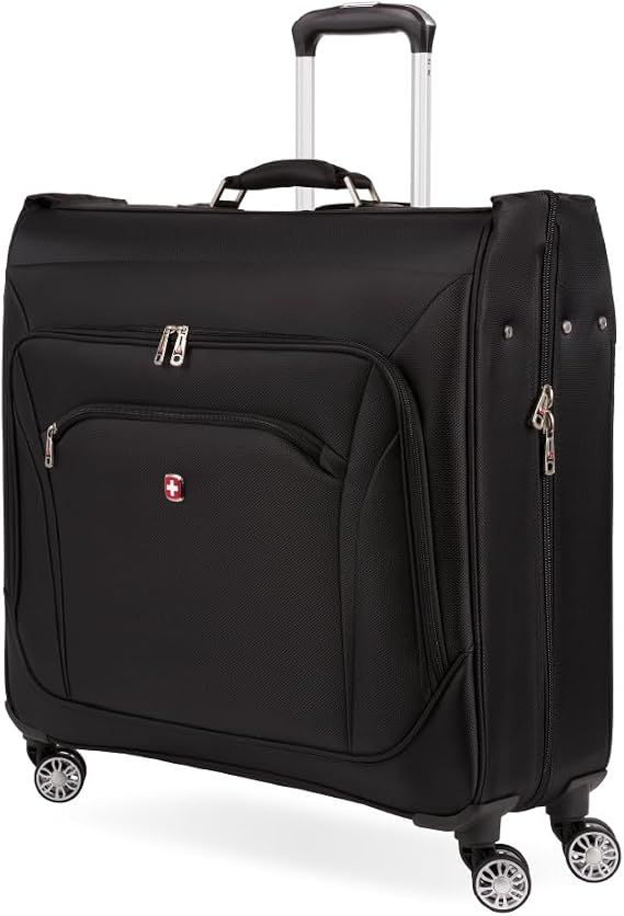 SwissGear 7895 Premium Garment Bag with Spinner Wheels, Bonus Hanging Feature, 24-Inch Luggage - Black
