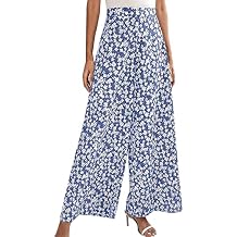 YOLAI Women's Floral Print Loose Pants Casual Lightweight Wide Leg Trousers Long Palazzo Pants