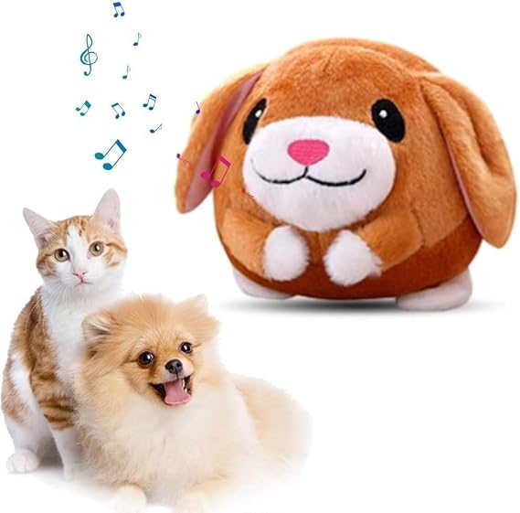 Interactive Dog Toys, 2024 New Active Moving Pet Plush Toy Talking Squeaky Ball Toy, Washable Cartoon Pig Plush Sound Electronic Dog Toy, Shake Bounce Boredom Toys for Dog Cats (Dog)