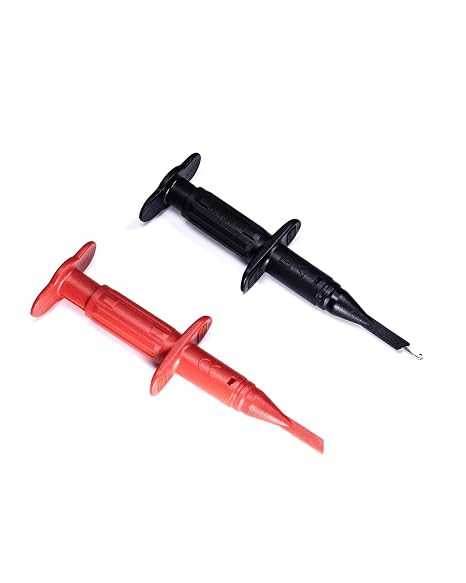 Test Hook Clips Multimeter Leads for 4mm Plug Test Probe, CAT III 1000V/CAT IV 600V, 10A for Electronic Circuit Testing (1 Pair, Red Black)