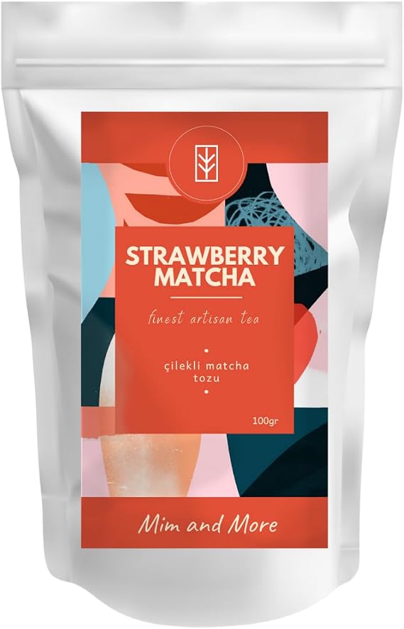 Mim and More Strawberry Matcha - Çilek Aromalı Matcha, 100 Gr