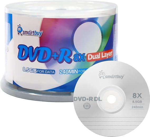 Smartbuy Logo 50-disc 8.5gb 8X DVD+r Dl Dual Layer Blank Recordable Disc