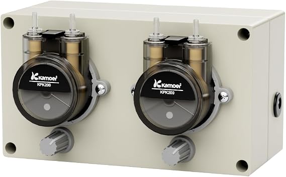 NP02-KPK200 Double Head Peristaltic Pump 12V DC 44-190ml/min | with Separate Pump Dead Control High Flow Rate Adjustable Speed Liquid Dosing Pump for Lab Analytical with Power Adapter