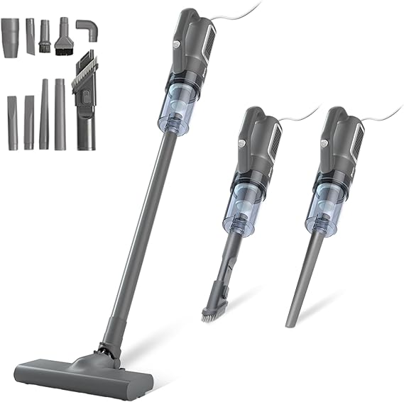 SIMPLUS Vacuum Cleaners for Home, 16Kpa Corded Stick Vacuum, 9-in-1 Lightweight Hard Floor Vacuum, Removable Small Handheld Vacuum for Pet Hair