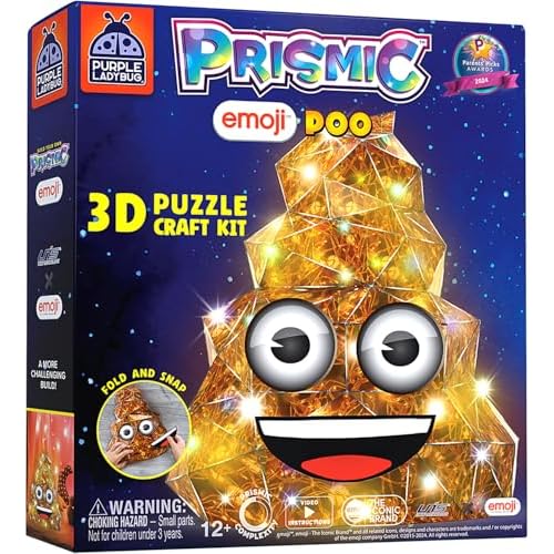 PURPLE LADYBUG PRISMIC Emoji Poo 3D Puzzle Craft Kit - Funny Light-Up Night Lamp DIY Toy for Teens, Girls & Boys Ages 12-17 Years Old, Hilarious Gift, Cute Room Decor, Cool Crafts for Kids & Tweens