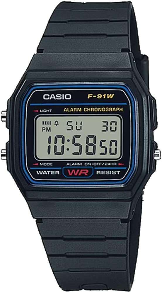 Casio F91 Digital Alarm Sport Men's Watch F91W-1 Digital, Black Blue, Digital