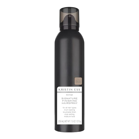 Kristin Ess Hair Refine Signature Finishing Hairspray for Hair Styling - Flexible Hold, Brushable Texture, Style Support for Straight, Textured, Wavy or Curly hair, Vegan, 7.5 oz