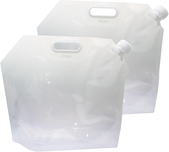 2pack 2.6 Gal. Foldable Food-Grade PE Water Bag Collapsible Beverage Handbag for Camping/Hiking Hydration Storage