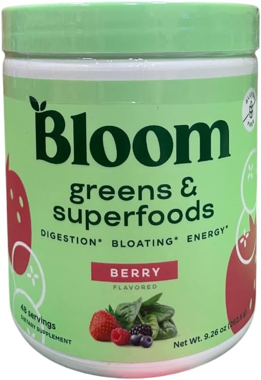 Bloom- Greens & Superfoods Powder 9.26oz Berry, 48 Servings