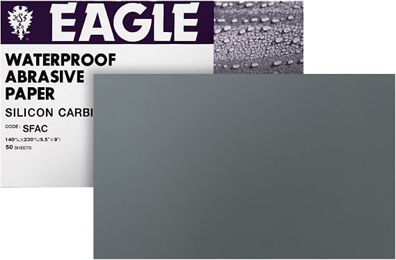Eagle 9x5.5 Silicon Carbide Waterproof Sanding Half Sheets, Flexible Back, Grit P2000, 131-2000, 50 sheets