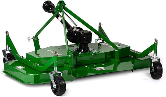 Titan Attachments 3 Point PTO Finish Mower, 72" Cutting Width, Cat 1 Hookup, Green Finish, Rear Discharge, Pull Behind Mower for 30-50 HP Tractors, Low-Noise Cast Iron Gearbox