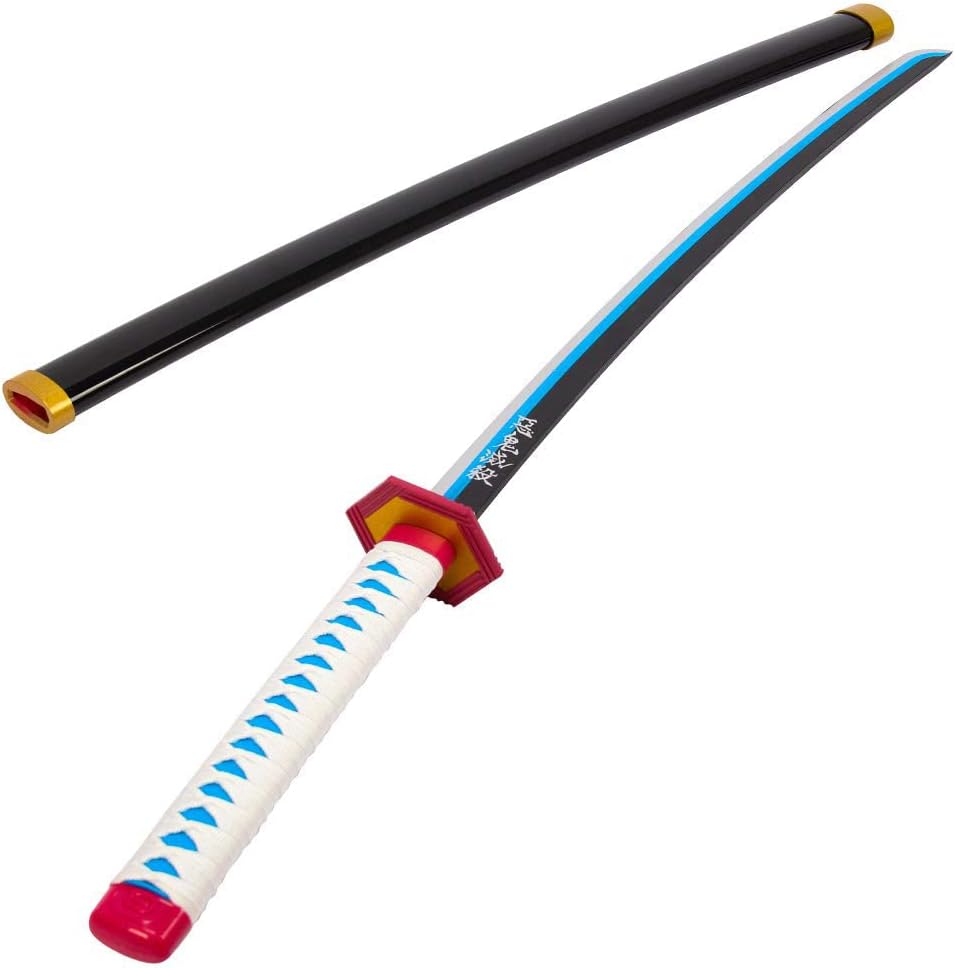 Children&amp;#39;s Demon Slayer Giyu Tomioka Nichirin Sword, ABS, Length: 29.9 in 76 cm, Toy, Cosplay, Japanese Sword, Katana, Imitation Blade, Demon Slayer Corps, Water Hashira, Bamboo, Round Sheath, Wooden Sword, Highly Detailed, Collection, Giyu Tomiok