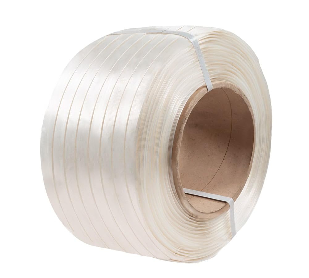 Mytee Products 1-14”x1960’ Composite Cord Strapping Roll 8”x8” Core Size - 5700 lbs Breaking Strength - High Tenacity White Poly Cord Strapping for Lashing & Shipping - Cart Packaging Straps