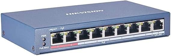 Hikvision - DS-3E0310P-E/M - Unmanaged Network Switch - 8 10/100M PoE Connectivity + 2 Gigabit RJ45 Ports - Fanless - DS-3E0310P-E/M