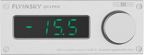 Q03 PRO HiFi Stereo Preamplifier 110V Remote Control Preamp (Silver) | Q03 PRO 110V Stereo Audio Preamplifier Featuring Silver Aluminum Chassis, Multi-Source Inputs & Remote Control