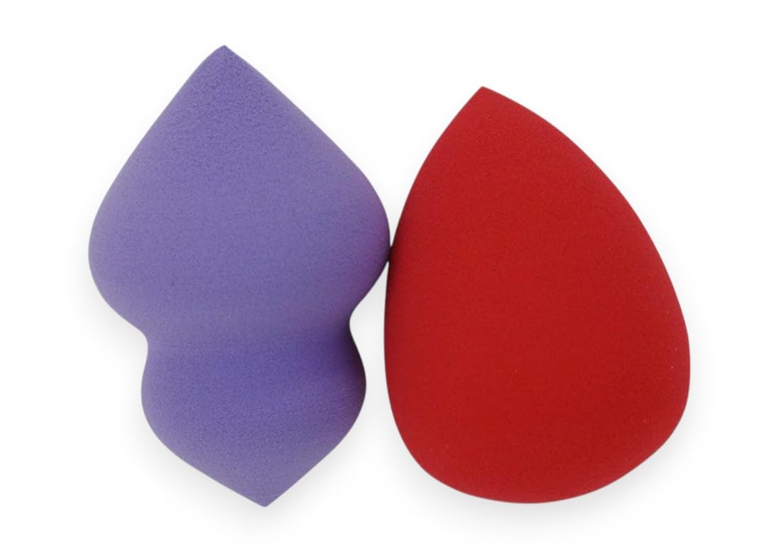 F.A.R.A.H Glam Knockout Makeup Sponges 2-Pack – Latex-Free Foundation Blending Sponges – Purple & Red – Expands When Wet – Smooth, Streak-Free Finish