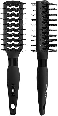 T4B Lussoni Care and Style Professional Styling Ceramic DuoVent Hairbrush with Two Sided Ballpoint Pins Designed for Medium and Short Hair for Professional Use
