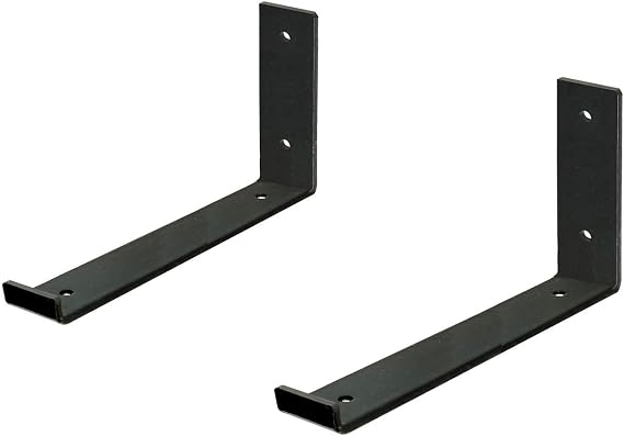 Shelf Brackets for a True 10 inch Lumber Board,Rustic Heavy Duty Shelf Supports, Hook Iron Shelf J Bracket, Lip Metal Modern Industrial Shelf Bracket (2 Pack)