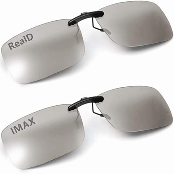 Cinema 3D Clip on Glasses for RealD IMAX 3D Movie,Lighter,Clearer,Brighter(2Pack)