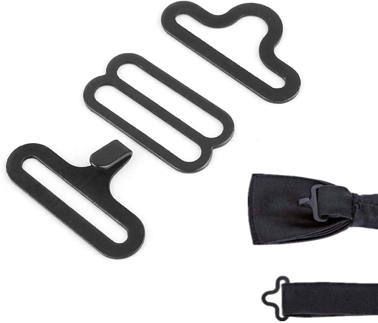 Yosoo 50 Set 34 Bow Tie Hardware Sets Adjustable Straps Necktie Hook Bow Tie or Cravat Clips Fastenings Fasteners to Make Adjustable Straps on Bow TiesNeckties Black