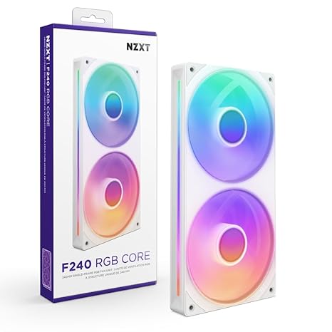 NZXT F240 RGB Core Tek Çerçeve Fan Ünitesi, 240mm, 2x 120mm RGB Fan Dahil, Hız ve Aydınlatma Kontrolü, Yüksek Statik Basınç ve Hava Akışı, 8 aRGB LED, Beyaz