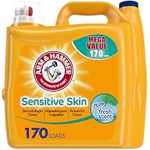 ARM & HAMMER Sensitive Skin Laundry Detergent with Hypoallergenic Fragrance, Fresh Scent Liquid Laundry Detergent, 229.5 Fl Oz Bottle