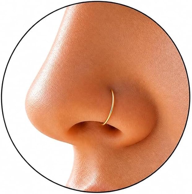 Lugasis FINE JEWELRY Fake Nose Rings, Gold, Silver, Fake Nose Hoops