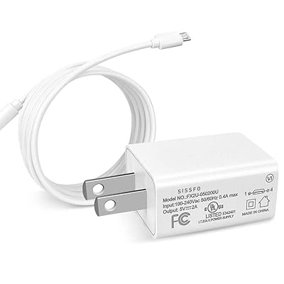 Micro Wall Charger Compatible with Samsung Galaxy Tab A 10.1 2016, 8.0, 7.0, 9.7, Tab E, S2, Tab 4, 3, SM-T580 550530 387585 290295 Tablet with 5Ft Charging Cable Cord White