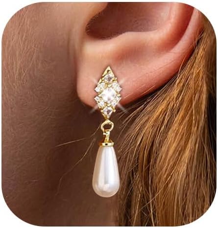Gold Earrings for Women, 14K Gold Plated Tassel Dangle Earrings for Women Trendy Long Chain Wedding Earring Fashion Jewelry
