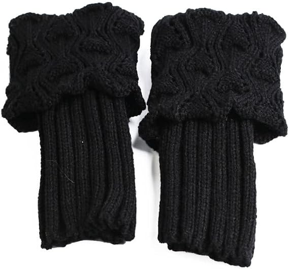 Women's Knitted Leg Warmers - Long Crochet Boot Cuffs Ankle Warmers for Winter