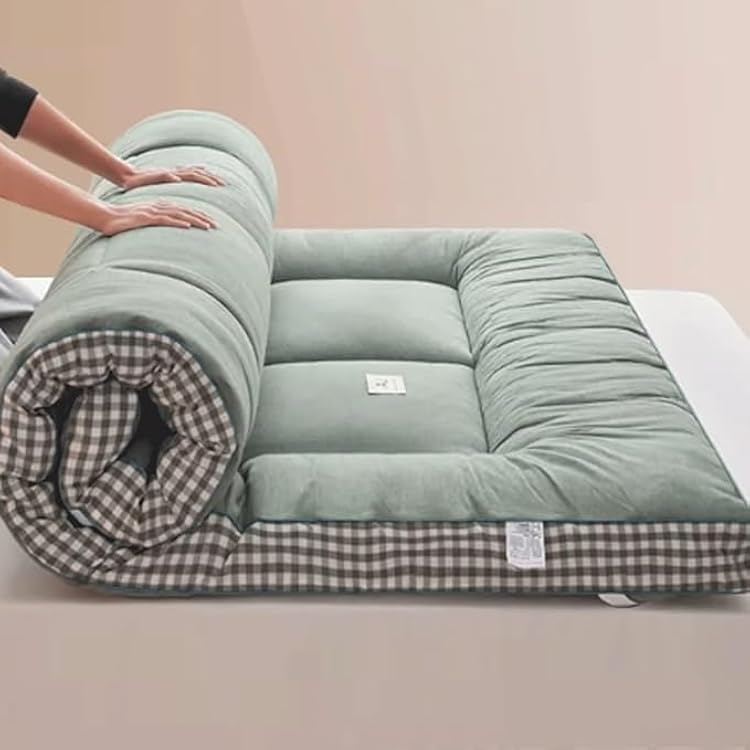 Japanese Floor Mattress 4 Futon Mattress Foldable Mattress Tatami Pad Floor Bed Roll Up Mattress Guest MattressGreen,California King