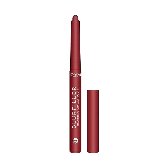 L'Oreal Paris Blurfiller Lip Liner, Lightweight, Buildable, and Sculpting Lip Pencil, Line, Define, and Contour for Fuller-Looking Lips, Bordeaux Bisous, 0.21 oz