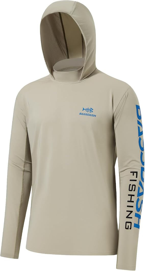 BASSDASH UPF 50+ Mens UV Sun Protection Long Sleeve Performance Fishing Hoodie Hooded Shirts